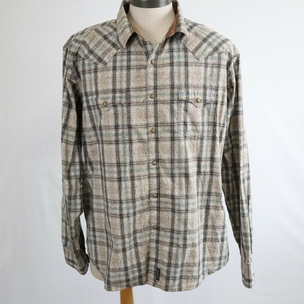 Wrangler Retro Shirt‎ Mens 2XL XXL Western Rodeo Pearl Snap Plaid Long Sleeve